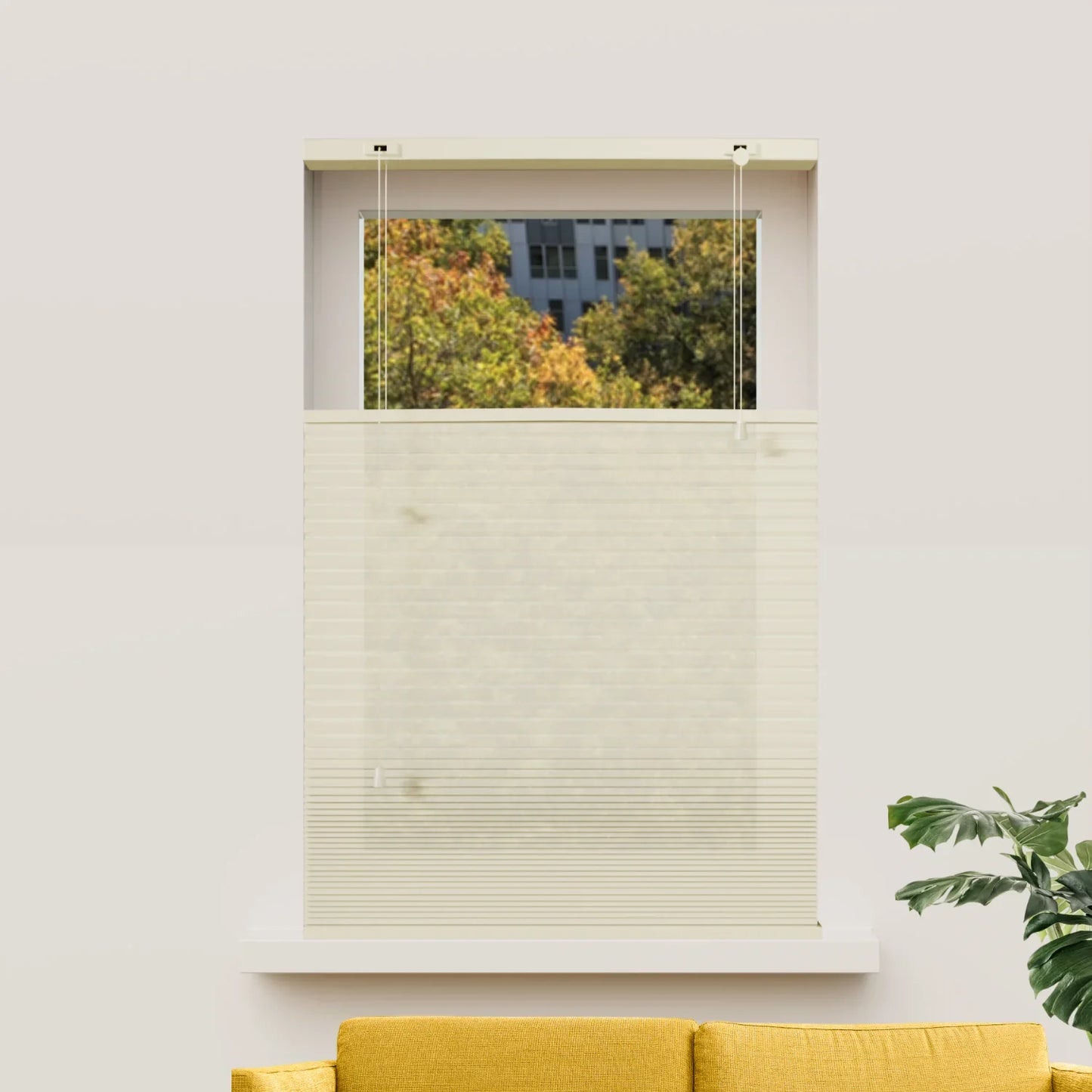 Wabenplissee nach Maß – Halbtransparent – Creme
